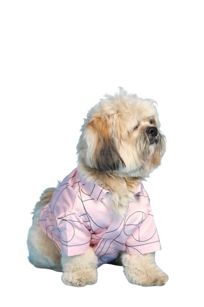 15 BUTTONS Pink Satin Summer Dog Shirt| Pet Fashion, Cute Prints, Gift for Pets | Super Soft, Comfortable Dog Clothing(Recommended Breed - Maltese, Toy Poodle, Lhasa, Shih Tzu, Cats)(XS)