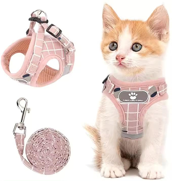 PETBABAS Adjustable Comfort Harness for Dog and Cat |Reflective Harness Soft Padded Design |No-Pull & Easy to Fit |Durable and Breathable |Dog Harness for Outdoor Control (S) (18Lx17Wx1.27H) Pink