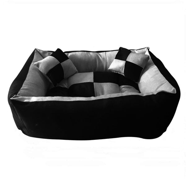 Cutepups Rectangle Shapes and Reversible Soft Velvet Dog Bed for Sleeping and Non-Slip Bottom Pet Bed for Dogs (Small Size Grey/Black Color) (S)