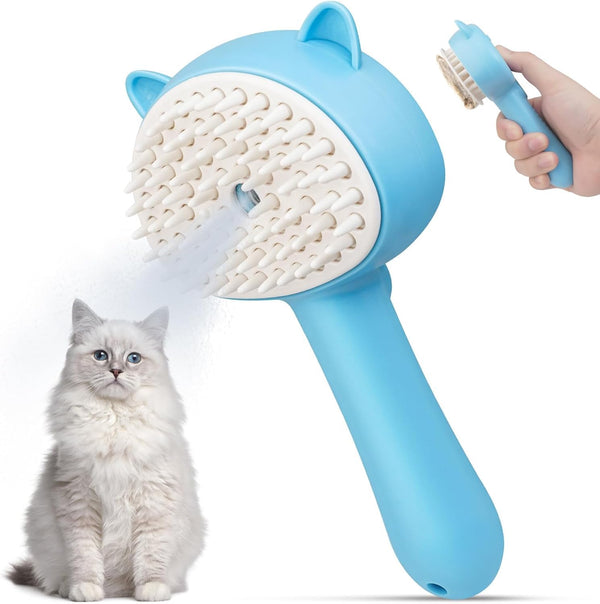 PETTY-KITTY® Multipurpose Hot Steam Cat Brush Dog Brush for Shedding, Dog Comb Cat Comb Remove Static Flying Hair Pet Grooming Brush Self Cleaning Dog BrushSuitable for Long and Short Hairs (Blue)