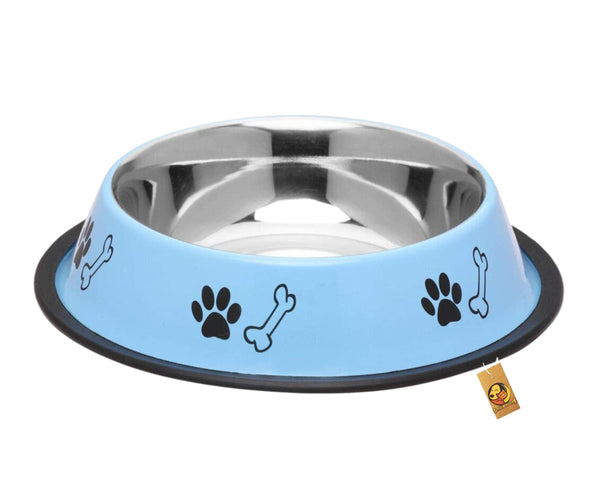 Foodie Puppies Stainless Steel Paw Bone Printed Bowl for Dogs, Cats & Any Pets - 700ml, Medium (Sky Blue) I Non-Skid Rubber Bottom Food/Water Bowl I Non-Toxic & 100% Safe for Pets