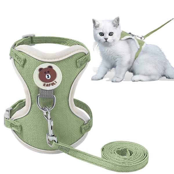 BendJoy Cat Harness with Leash, Outdoor Anti-Breakaway Leash for Cats with Safety Reflective Strips, Harness for Cat Adjustable, 1.5m Belt for Cat for Small Size Cats