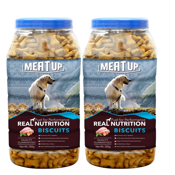 Meat Up Mutton Flavour, Real Chicken Biscuit For Dog of All Life Stages, 500g (Buy 1 Get 1 Free)