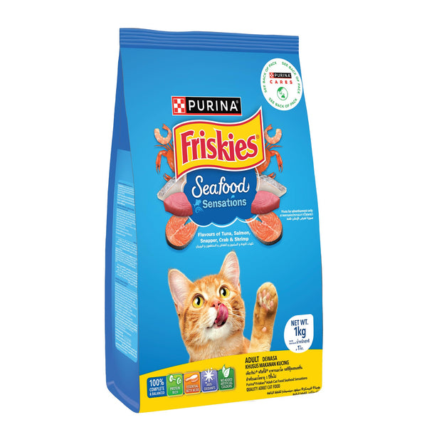 Purina Friskies Seafood Sensation Dry Adult Cat Food From Nestle, 1.1 Kg