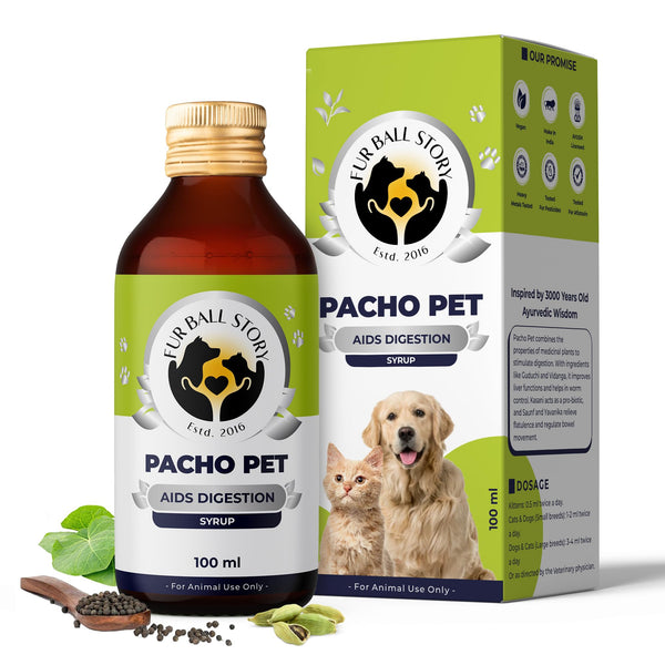 Fur Ball Story PACHO PET Syrup - 100ml | Digestive Stimulant for Dogs | Improves Digestive System of Pets