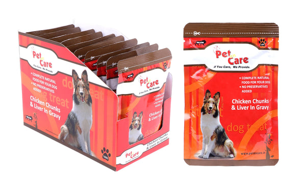 Pet en Care Wet Dog Food, Chicken Chunks & Liver in Gravy, Pack of 12 (12 X 100g) | Wet Food for Dogs and Puppy | All Breed