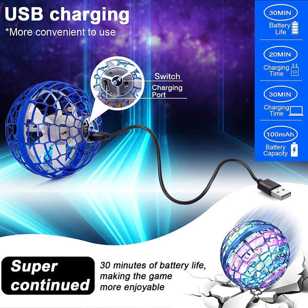 Flying Orb Ball Boomerang Mini Pro Spinner Toys for Boys Girls Kids Adult Indoor Outdoor, USB Rechargeable Built-in RGB Lights 360°Rotating(Multi Color)(1 PIS)