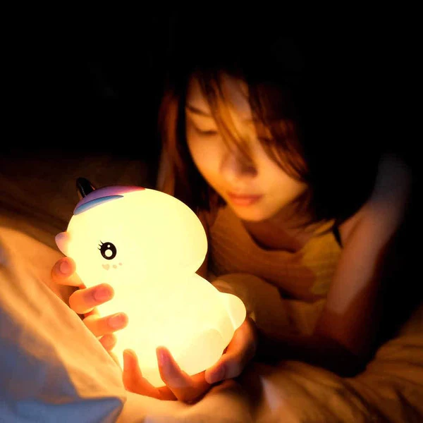 Cute  Unicorn Night Light for Kids - Cute Nursery Night Light, LED Squishy Unicorns Lamp, Silicone Unicorn Dimmable Light up Duck, Rechargeable Bedside Touch Lamp for Breastfeeding, Bedroom