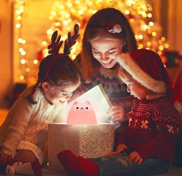 Cute Kitty Cat  Night Light, Rechargeable Silicone Cute Lamp With Warm White & 7-Color Breathing Modes, Touch Sensor Control, Gift For Women Teen Girls Kids Toddler Baby (Kitty) - Led