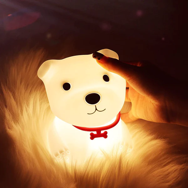 Sitting Dog LED Night Light For Kids,Cute Night Light With Color Changing For Nursery,Squishy Silicone Dog Touch Lights For Toddler Room,With Usb Rechargeable,Gifts Stuff For Kids(Puppy),White