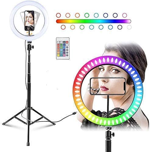 10" inch RGB  Ring Light with 7 F. Tripod Stand for Video Shooting Professional Studio Light with Tripod ringlight Photography YouTube ringlight  Vloging kit .