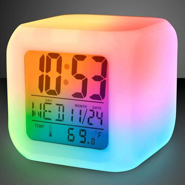 7 Colour Changing Clock Plastic Automatic 7 Colour Changing Digital LED Alarm Clock with Date, Time, Temperature