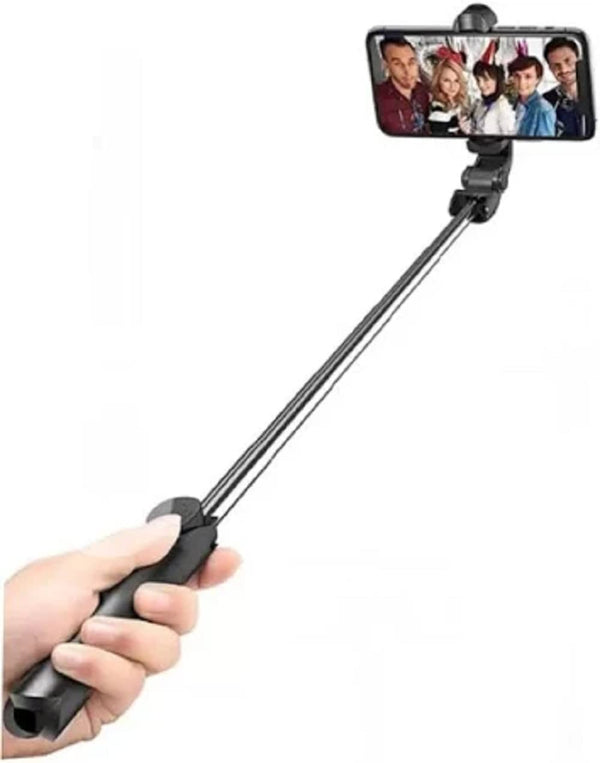 R1 Extendable Selfie Stick with Wireless Remote and Tripod Stand, Portable, Lightweight, Compatible with All Smartphone and Mobile (Black)